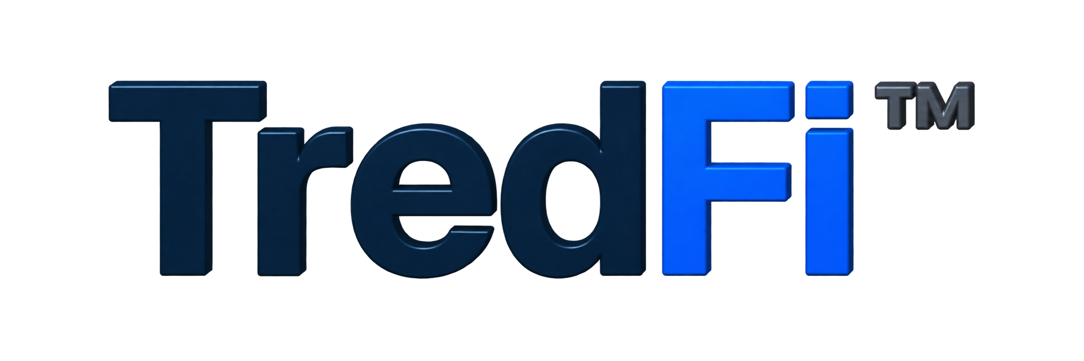 TredFi in sculpted navy and electric blue lettering